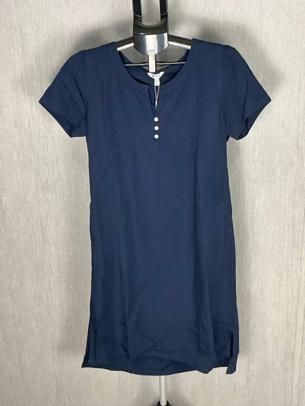 Navy Short Sleeve Henley Shift Dress EU Size 40= US 8/10 - Picture 12 of 12